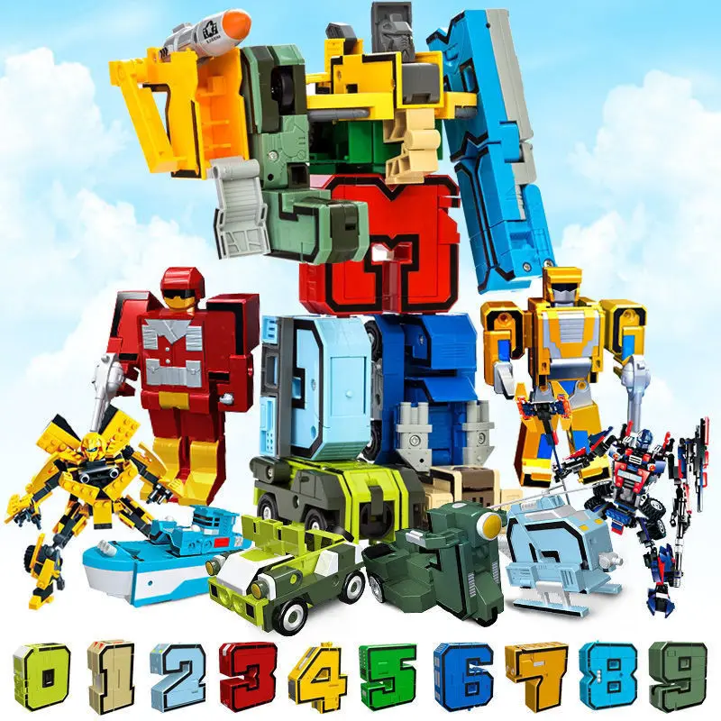 

DIY Creative Education Blocks Assembling Action Figure Transformation Number Deformation Robot Toy for Children