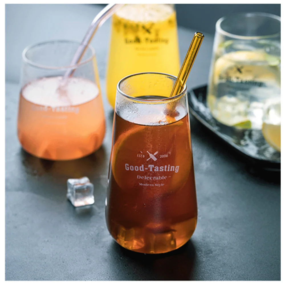 

sales Direct Simple Tall Glass Lighter Milk Cup Letters Cold Drink Cup Dessert Cup Smoothie Big belly cup