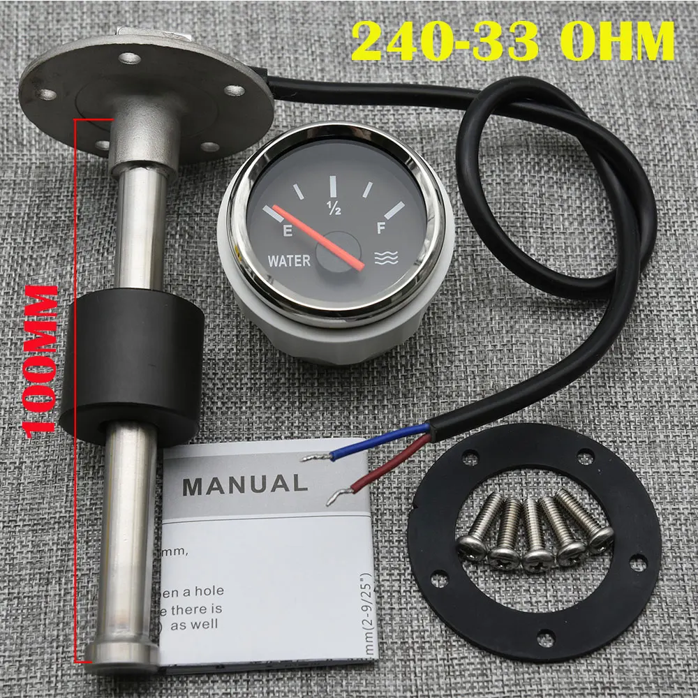 

100 мм 150 мм 200 мм 250 мм 400 мм Датчик уровня топлива 0-190 Ом 240-33 Ом Измеритель уровня воды 52 мм Датчик для лодки автомобиля по индивидуальному заказу