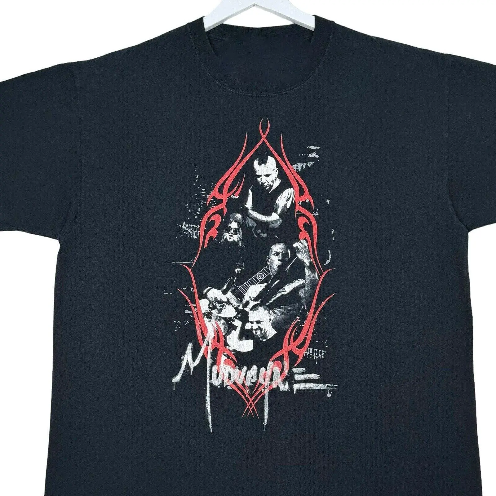 Хлопковая черная полноразмерная РУБАШКА УНИСЕКС Vtg Mudvayne Band Live In Tour J464
