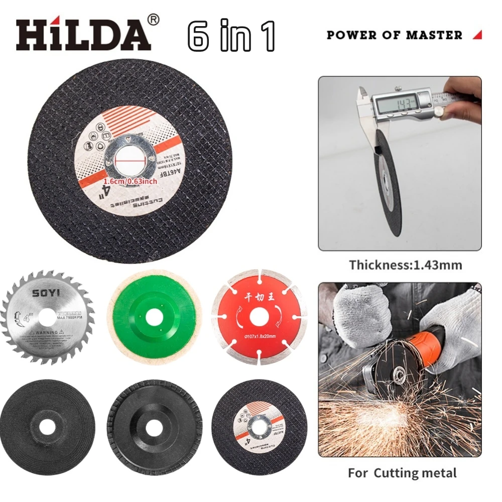 

Миниатюрный режущий диск из циркулярной смолы, 6 в 1, 11 см, шлифовальный круг, режущий диск для стали, камня, угловые шлифовальные инструменты