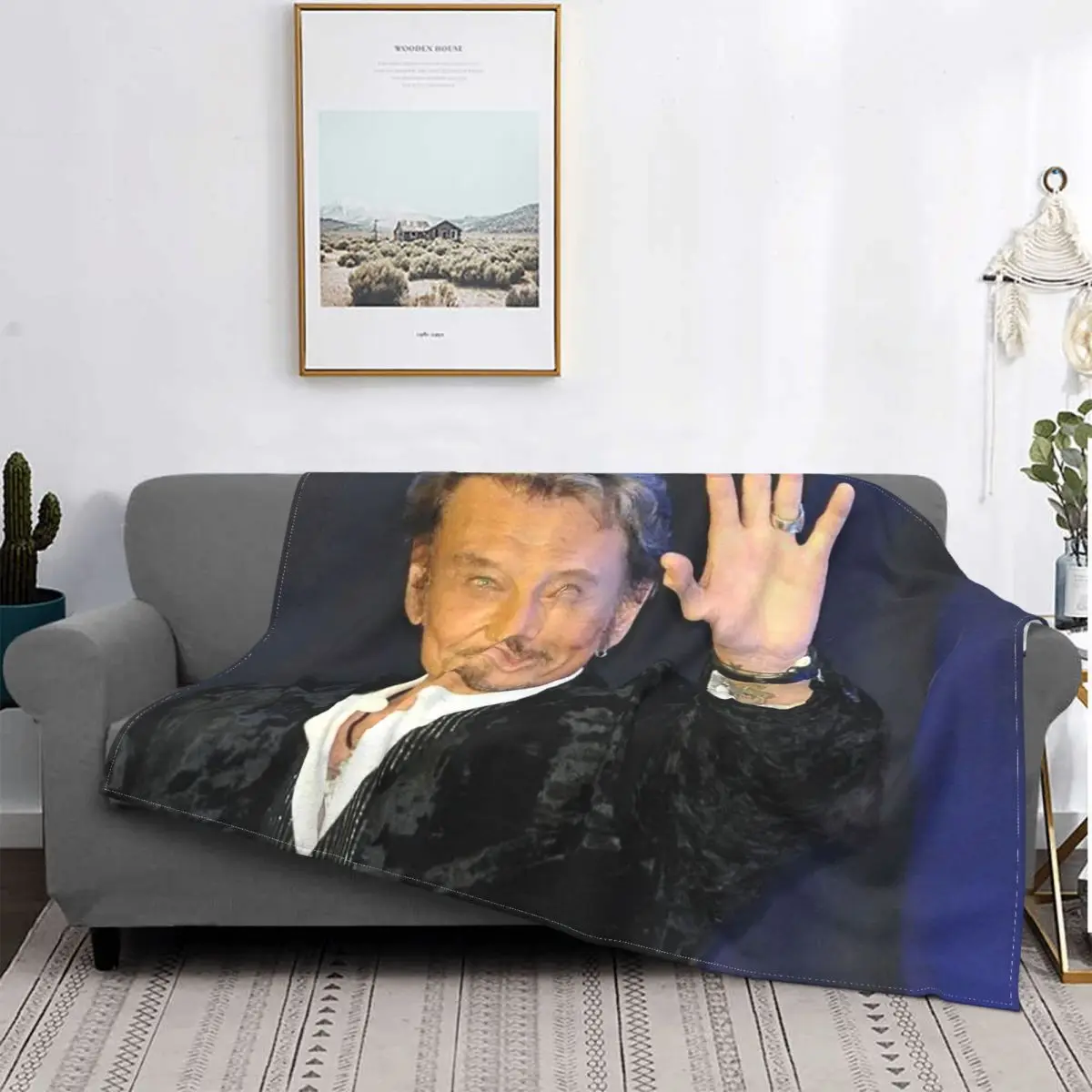 

Johnny Hallyday Blankets Fleece Spring/Autumn Singer Breathable Ultra-Soft Throw Blankets for Home Car Bedding Throws