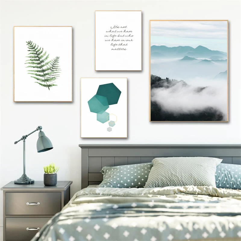 

Decorative Living Room Home Decoration Cloud And Mist Abstract Cube Mountain Canvas Painting Wall Art Print Poster Picture
