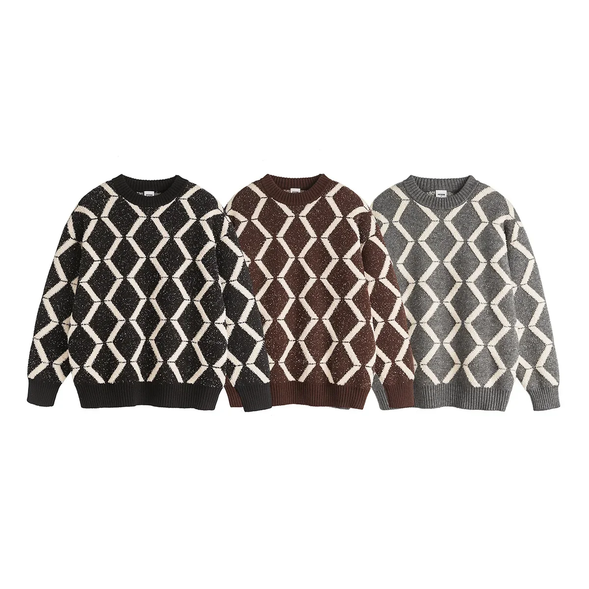 Городская мода 2024 осенний новый мужской свитер вязаная куртка с узором высокой