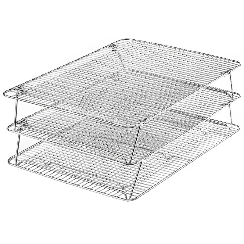 

HOT SALE Cooling Rack For Baking, 3 Tier 11.8 Inch X 16.5 Inch,Oven & Dishwasher Fit Half Sheet,Wire Cooling Racks For Cookie