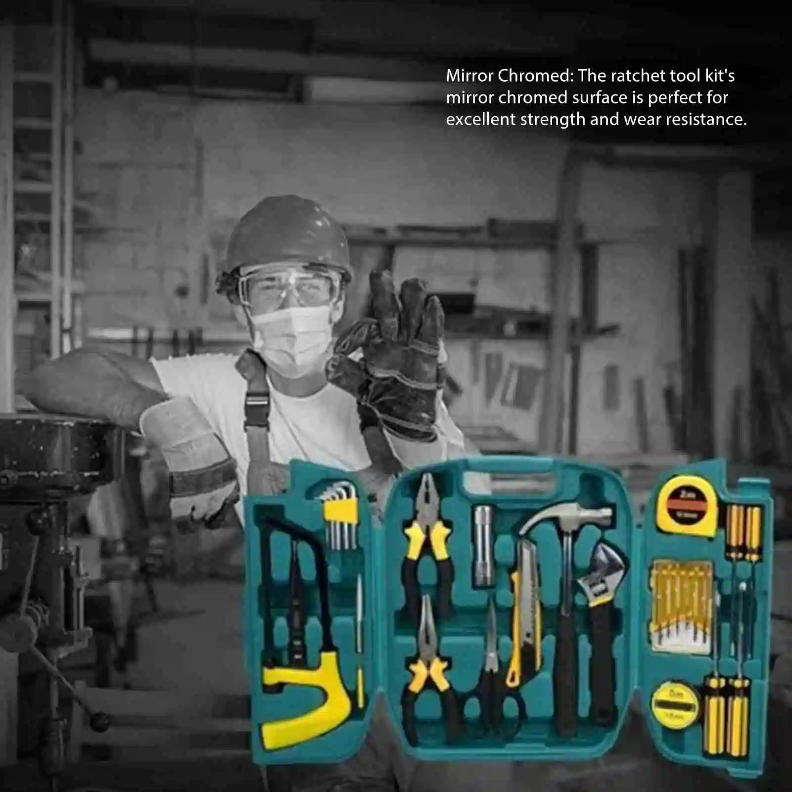 27шт Желто-черный набор инструментов с храповиком из прочного зеркального