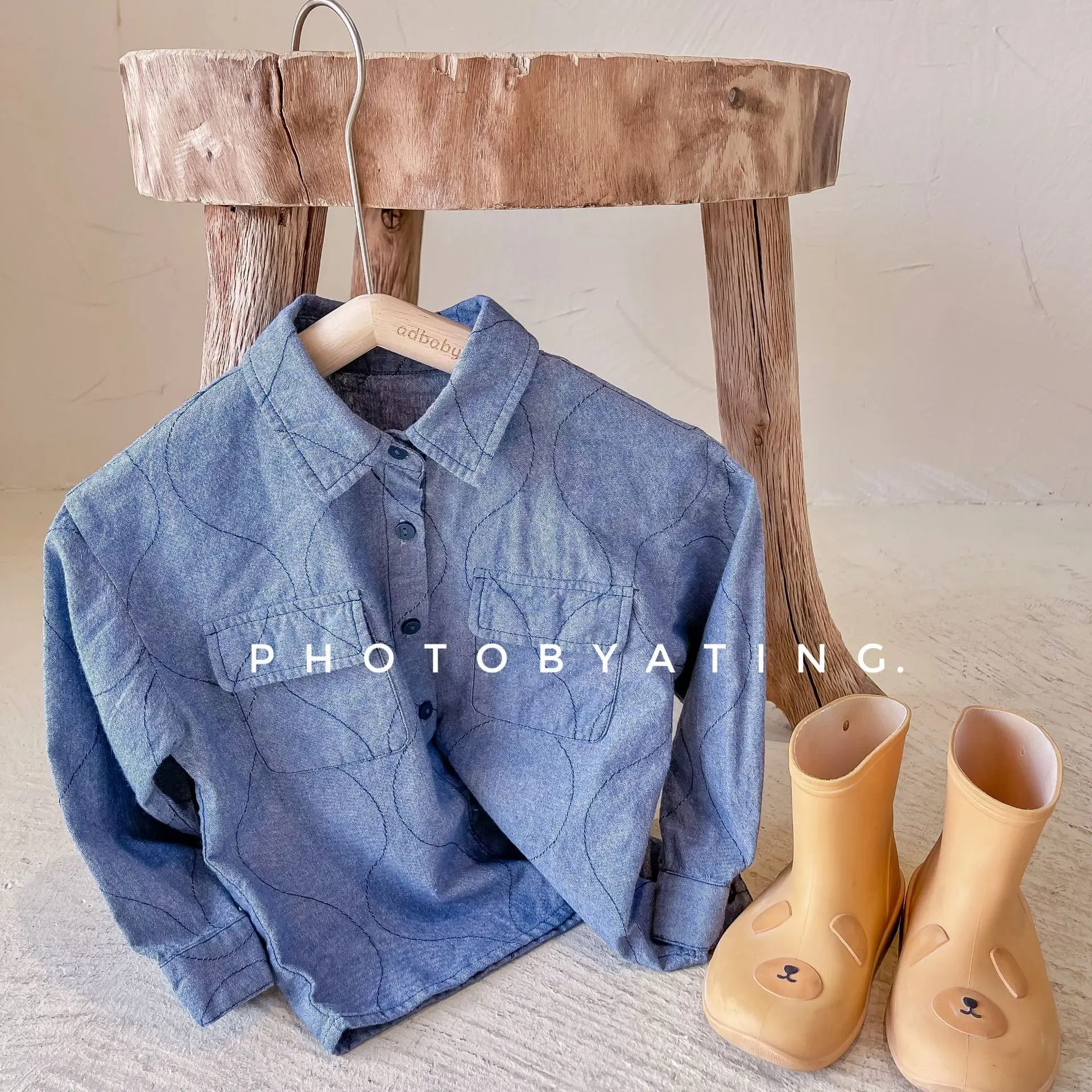 

Kids Shirts 2022 Spring New Boys And Girls Cotton Tops Fashion Blue Shirt Children Long Sleeve Clothing 1-7 Years Baby Blouse