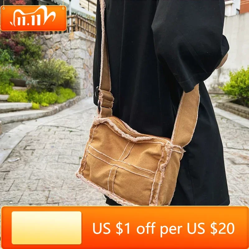 

Women Little Canvas Shoulder Bag Female Thick Cloth Small Messenger Bag Retro Vintage Crossbody Bags Cute Zipper Purse For Girls
