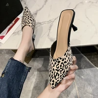 slippers womens 2022 summer sexy leopard print stiletto high heeled temperament sandals and slippers baotou pumps