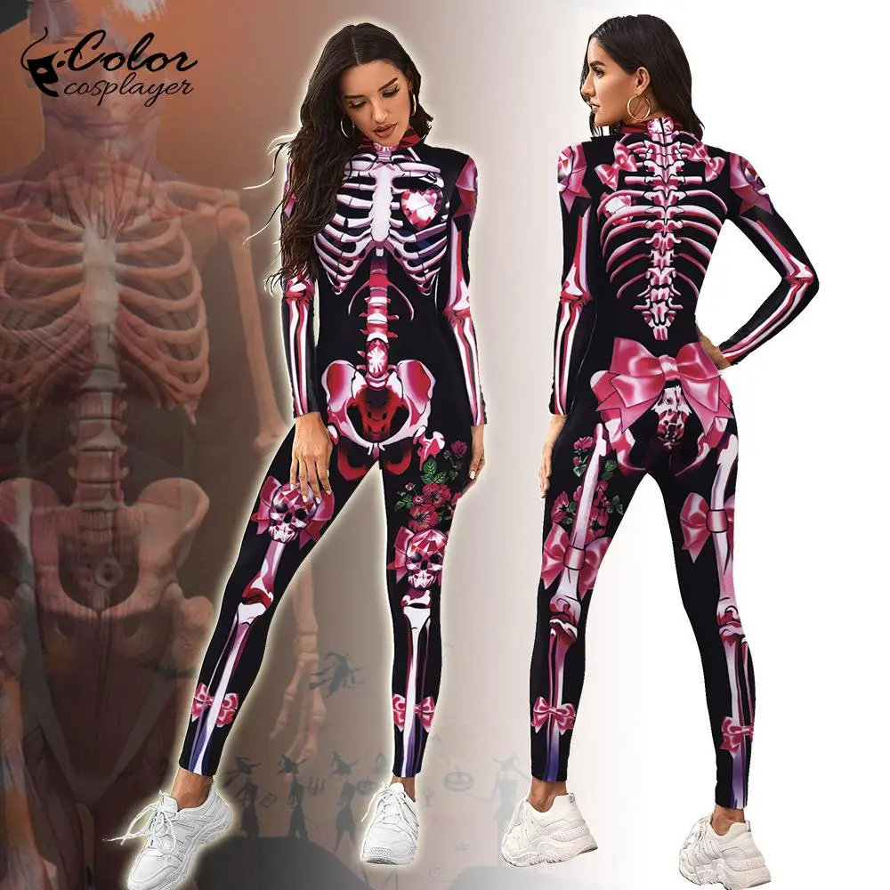 

Color Cosplayer Halloween Party Performance Long Sleeve 3D Printed Costume Zentai Cosplay Zipper Spandex Catsuit Bodysuit