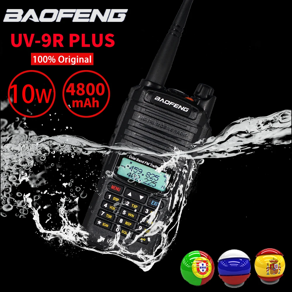 Sale! High Power 10W Baofeng UV-9R Plus Walkie Talkie IP67 Waterproof Dual Band FM HF Transceiver 10kM Ham Radio Transmitter