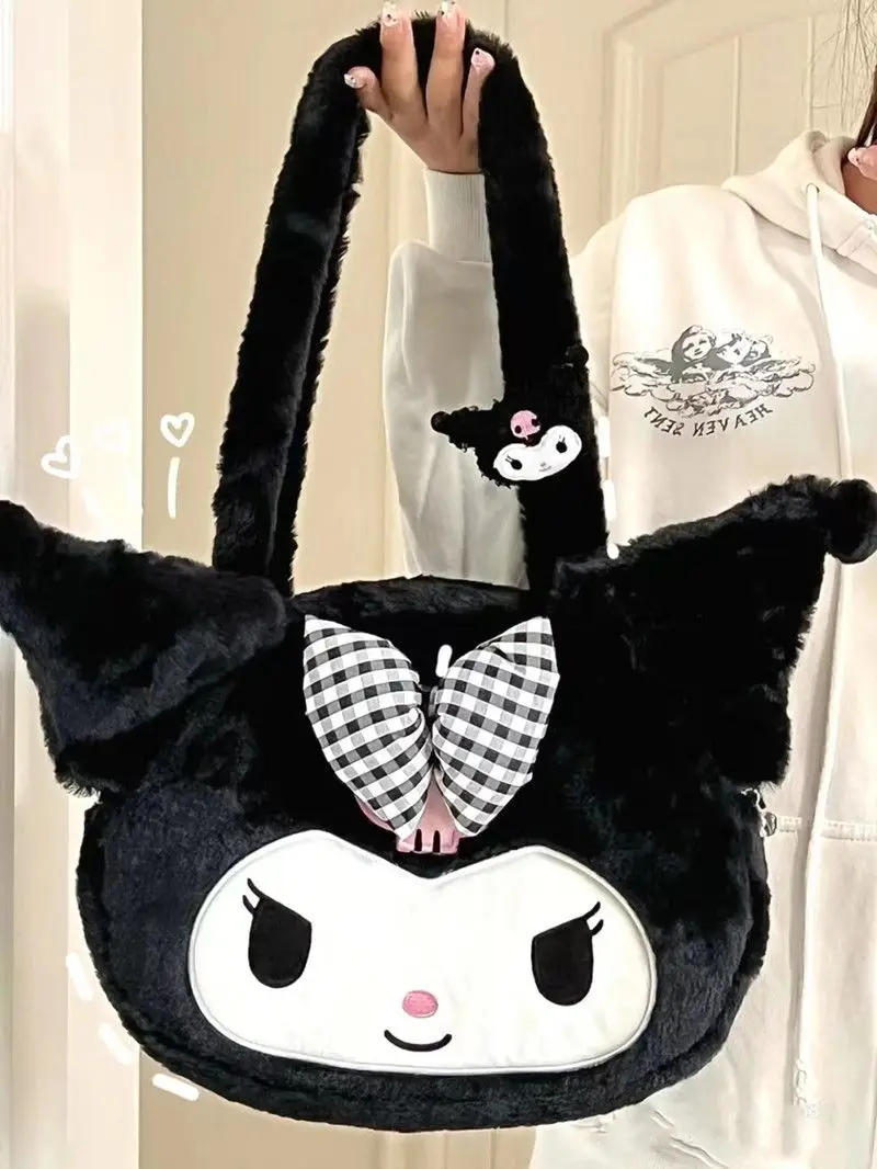 

Большой плюшевый рюкзак Sanrio Kuromi, стильная дорожная сумка для осени и зимы, Студенческая сумочка на одно плечо, подарок для девушек