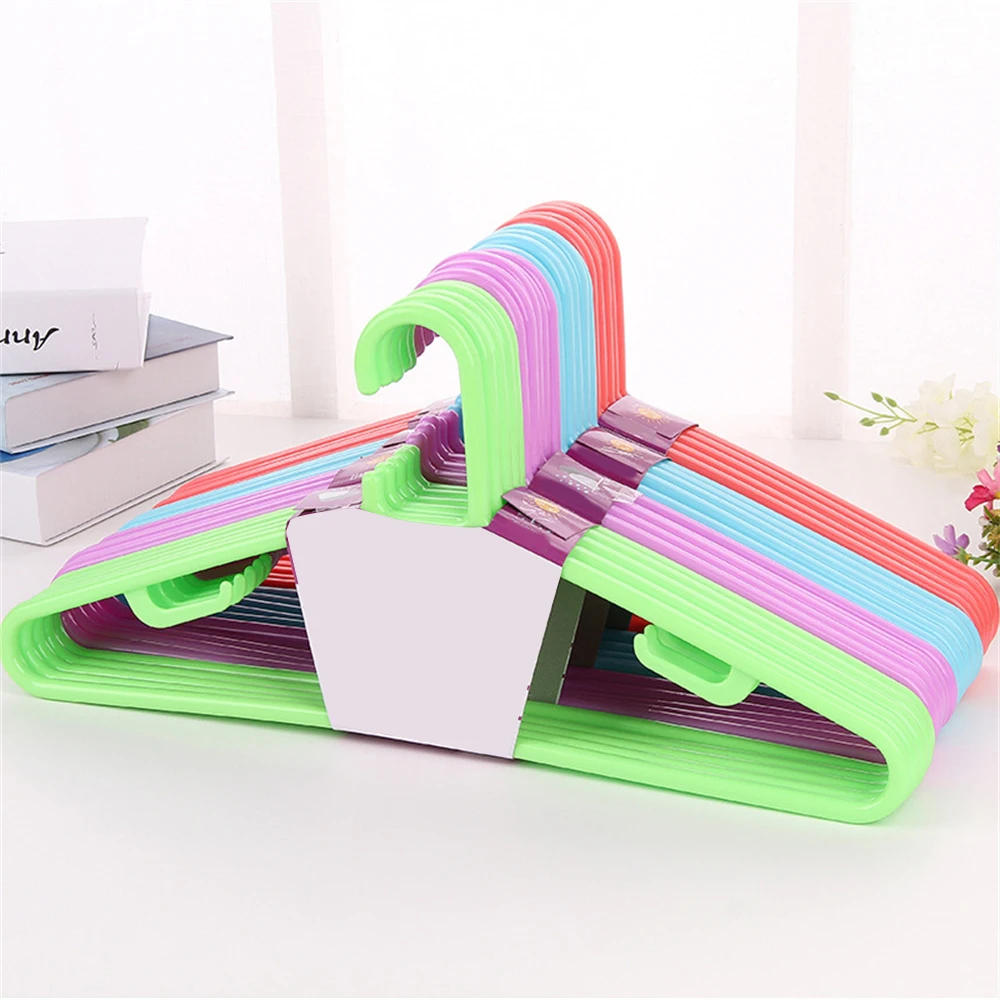 

10 PCS Home Clothes Hangers Standard Plastic Thick Laundry and Closet Use Hanger Durable Multiple Color Hangers XHC88