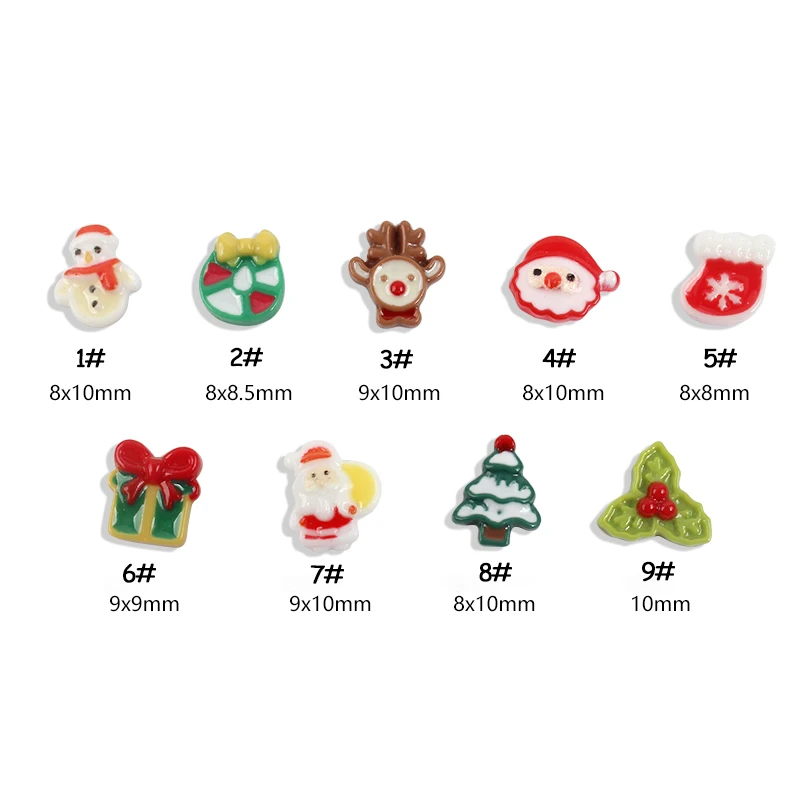 

Christmas Resin Cute Flat Back 9 Style Nail Art Rhinestones For DIY Manicure Decoration Accessories 20Pcs/50Pcs