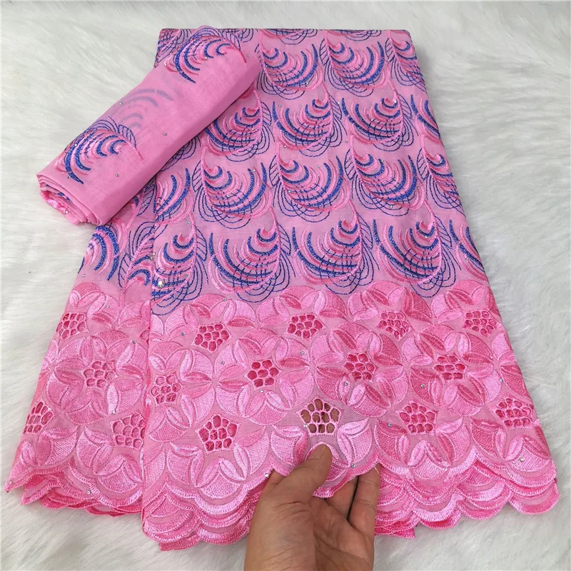 

5+2 Yard Dry Lace Fabric 2023 Latest Heavy Beaded Embroidery African 100% Cotton Swiss Voile Popular Dubai Style 9L080801
