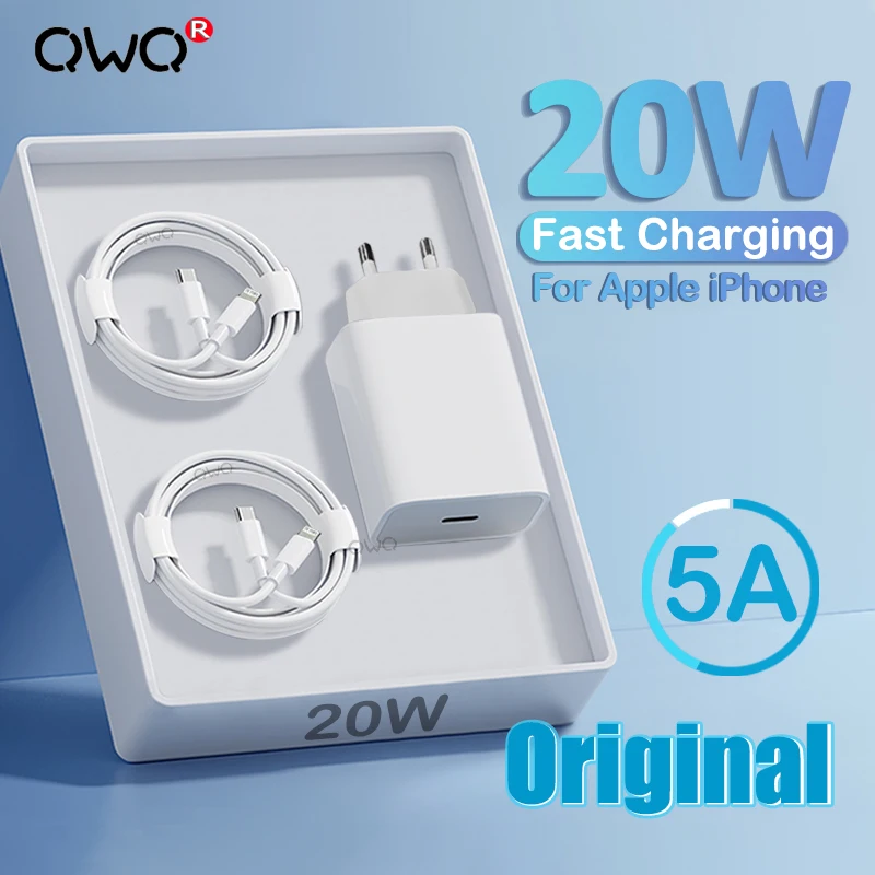 PD 20W For Apple Original Charger iPhone 12 11 14 13 Pro Max Mini XR X XS 8 Plus iPad Air USB Type C Fast Charging Cable - купить по