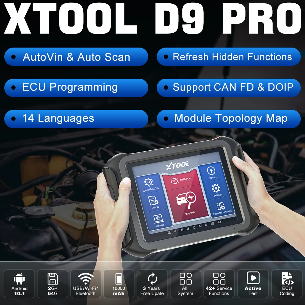 XTOOL D9 PRO полная система диагностический инструмент ECU
