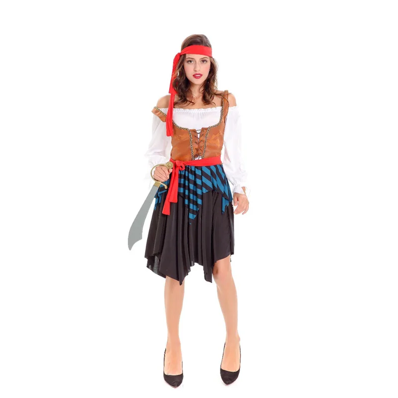 

Adult Masquerade Party Captain Pirate Role Play Games Costume Halloween Carnival Purim Pirates of The Caribbean Cosplay