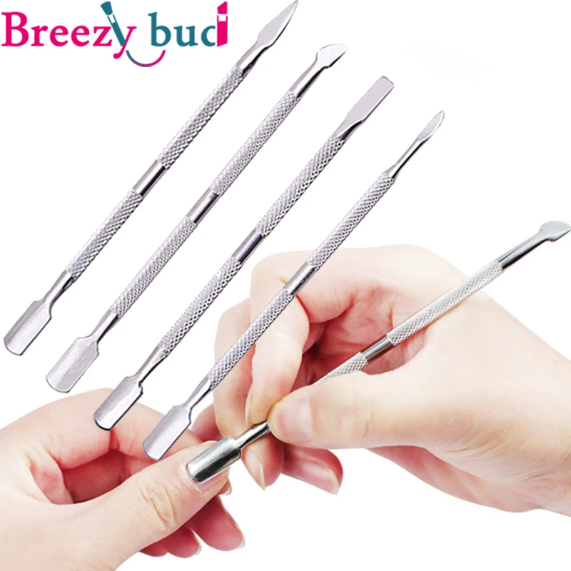 

Двухсторонний толкатель для кутикулы из нержавеющей стали, 1 шт., приспособление для удаления омертвевшей кожи, ложка, триммер, металлически...