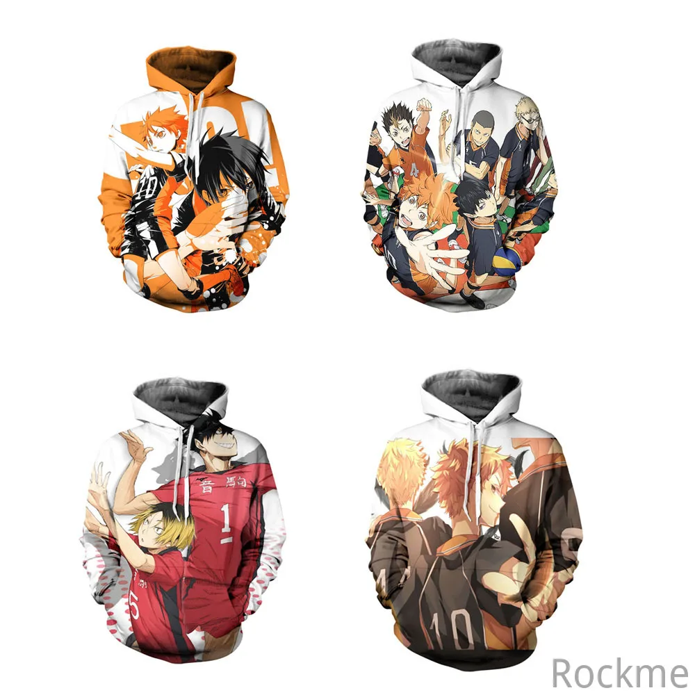 

New Anime COS Character Suit Volleyball Junior 3D Printing Hoodie Men's and Women's Hooded Sweater