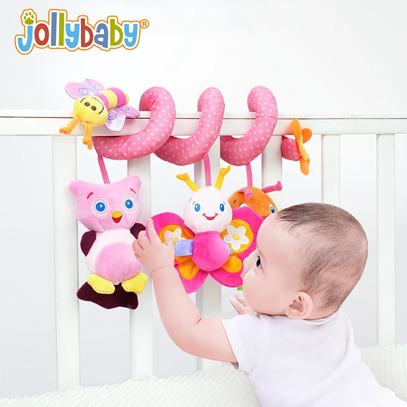 

Мягкая Мобильная музыкальная спиральная бабочка Jollybaby, розовые игрушки для новорожденных девочек, подвесная погремушка для малышей, плюшев...