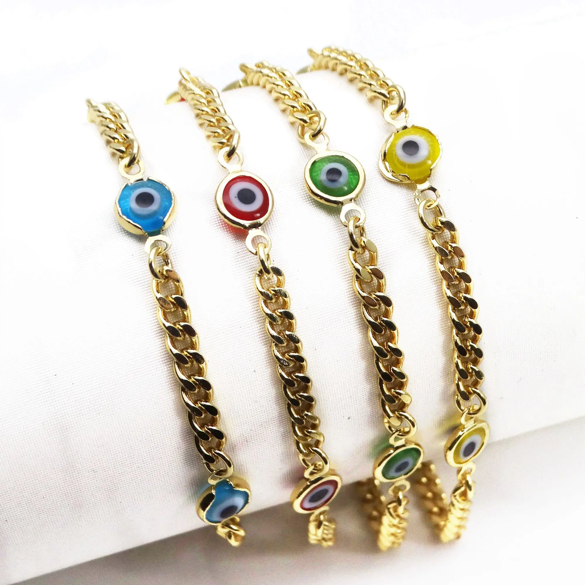 

copper plating gold link chain Spacing the devil's eyes Bracelet Charm Bracelets Chain Link Fashion Jewelry