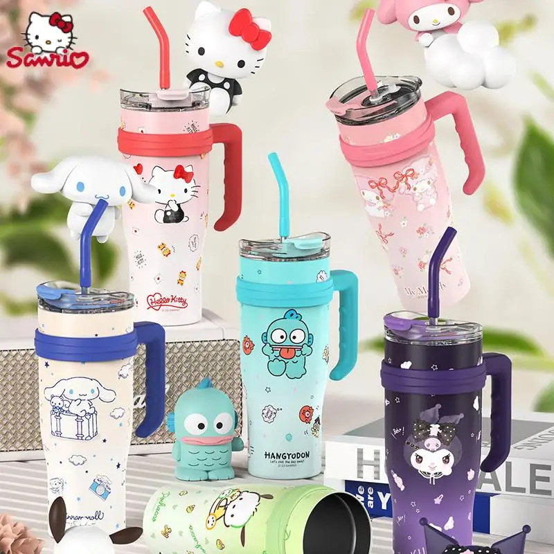 

1200 мл мультяшная чашка для льда Sanrios изоляционная чашка Hello Kitty Kuromi Kawaii милые студенты большой емкости соломенная чашка подарок для детей