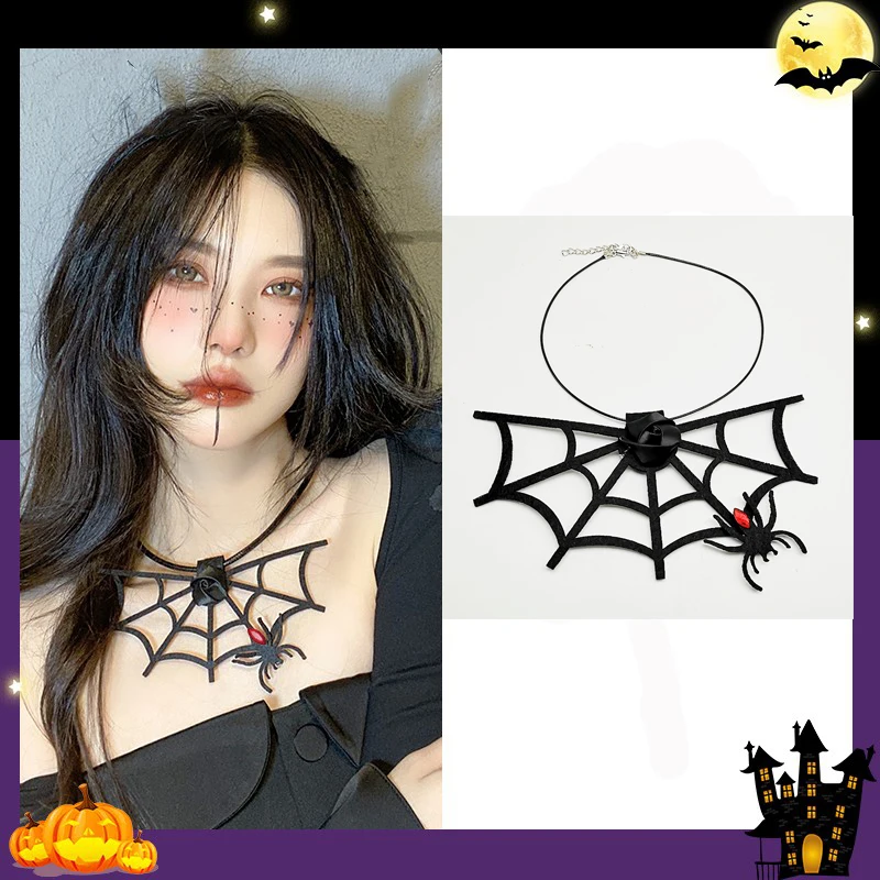 

Fashion Chokers Big Necklaces Women Neckband ollar Flower Halloween Chocker Black Spider Club Party Sexy Exaggerate Jewelry