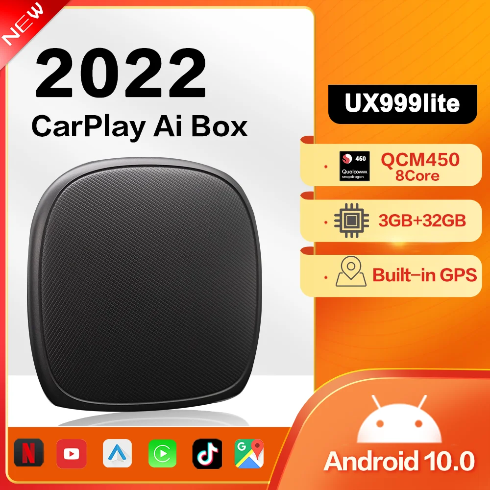 

ТВ-приставка Carplay, Netflix, Spotify, Android, Carplay, Ai-приставка, поддержка беспроводной Android, автомобильная MirrorLink UX999Lite, 3 + 32 ГБ, для Kia VW Mazda