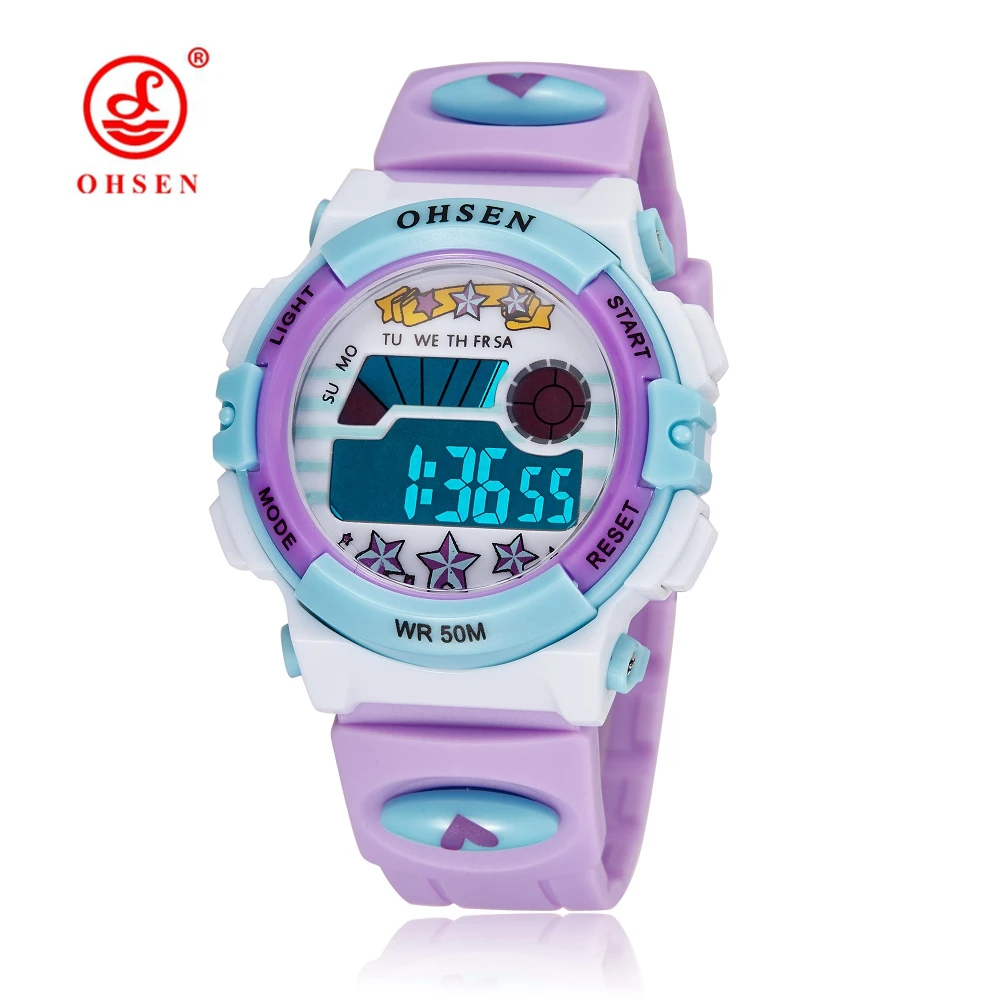 

New Waterproof Sport Watch for Kids Purple Silicone Led Digital Children Watches Girl Boys Electronic Clocks Gifts montre enfant