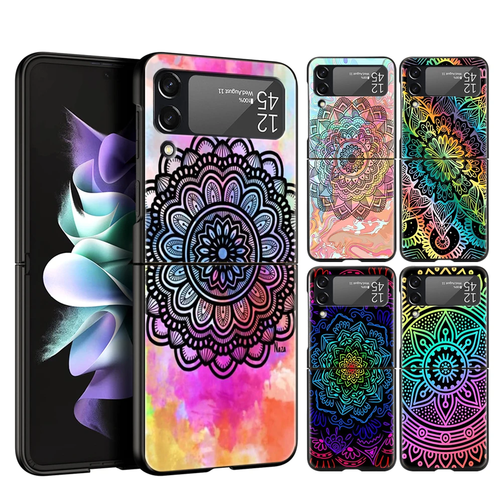 

Mandala Hard PC Phone Case For Samsung Galaxy Z Flip Black Cover For Galaxy Z Flip 3 5G Foldable Shockproof Case Fundas Shell
