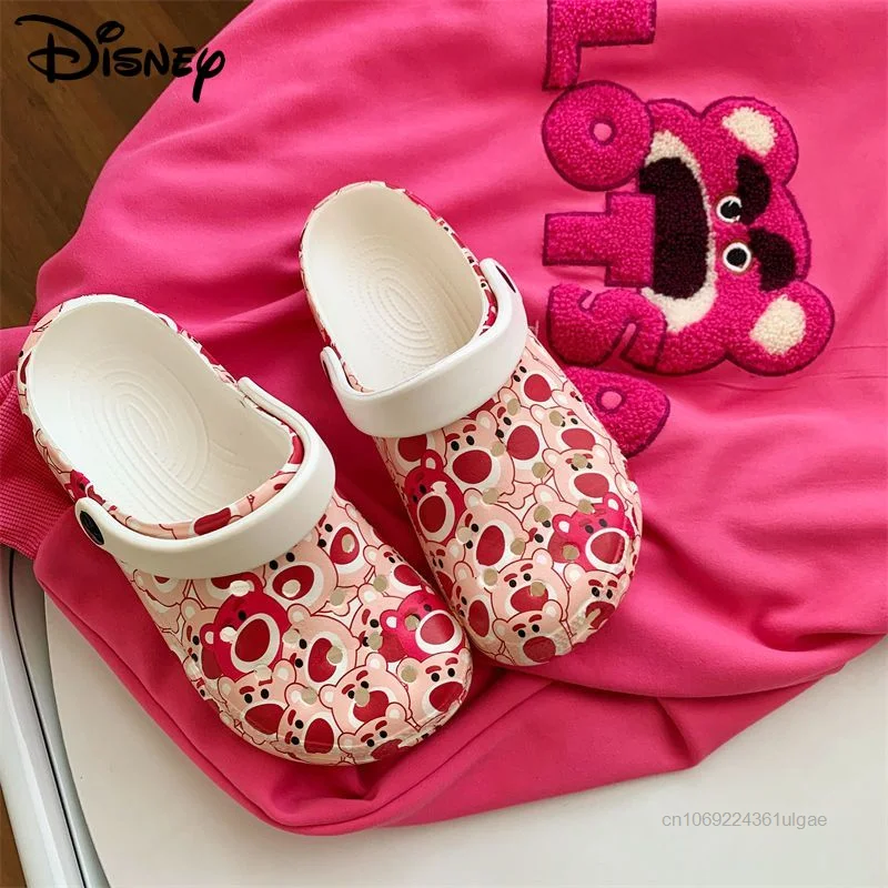 Disney Bear Lotso Slippers Cartoon Cute Flat Shoes Women Fashion Soft Four Seasons Hole Shoe Y2k Korean Trend Sandals Aesthetic