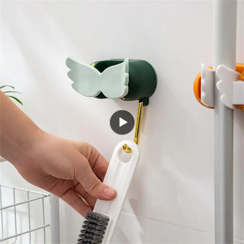 

Waterproof Mop Organizer Holder Saving Space Drill-free Pipe Traceless Hooks Multi-purpose Wall Self-adhesive Hook For Bathroom