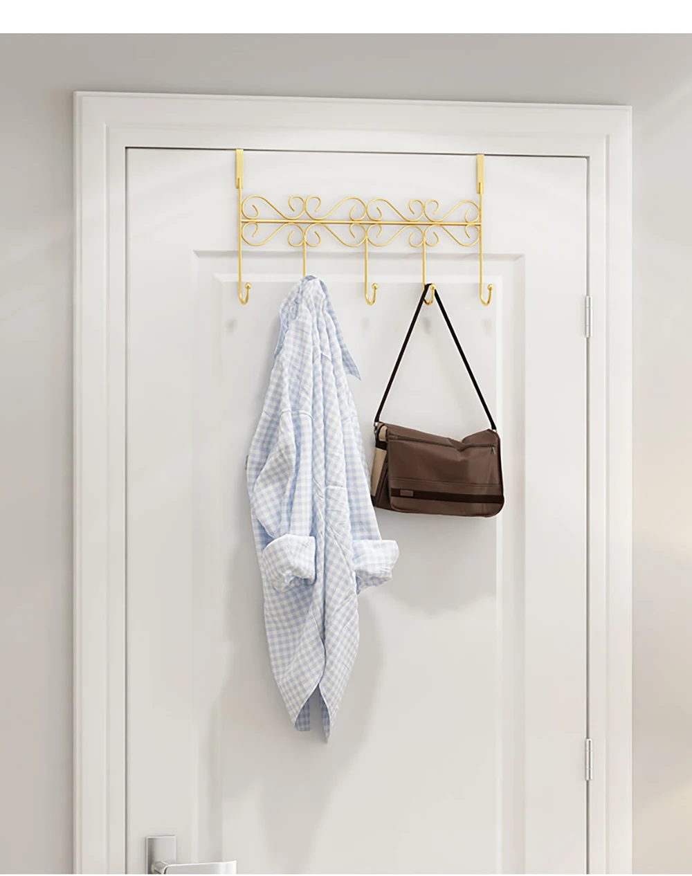 

Hook Practical Wrought Iron Door Towel Hat Clothes Wall Hook Over Door Gold Wall Hanger Hat Durable Kitchen 5/7 Hooks Retro