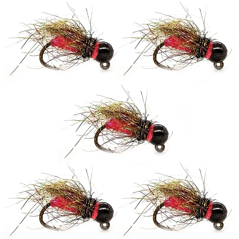 

5pcs Fly Hook Trout Fishing Lures Fast Sinking Tungsten Bead Head Nymph Fly Bait 12# 14# 6# Trout Wahoo Grayling Baits Tackle