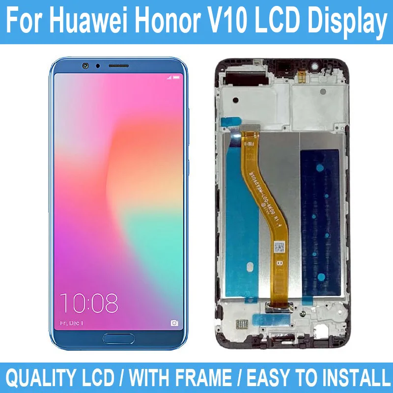

5,99 "для Huawei Honor V10 BKL-AL20 BKL-L04 Женский Сенсорный экран, ЖК-дисплей для Honor View 10, замена дигитайзера