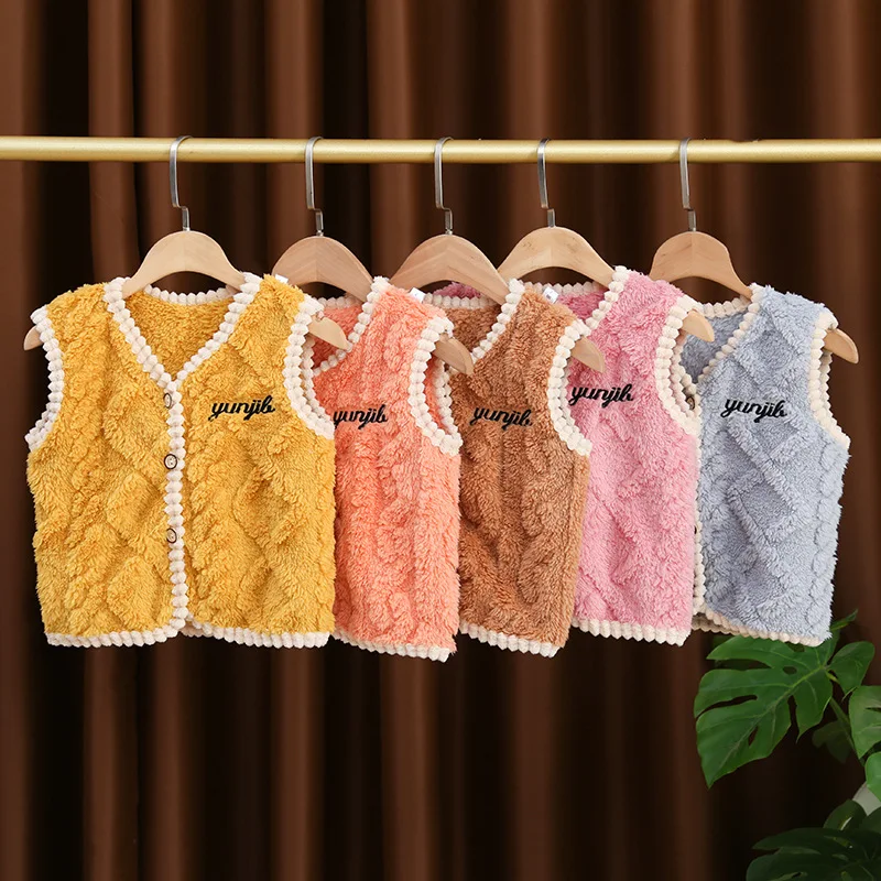 

New Sleeveless Fleece Kids Vest for Girls Waistcoat Toddler Velvet Vest l Infant Warm Vest Kids Winter Jacket Children Outwear