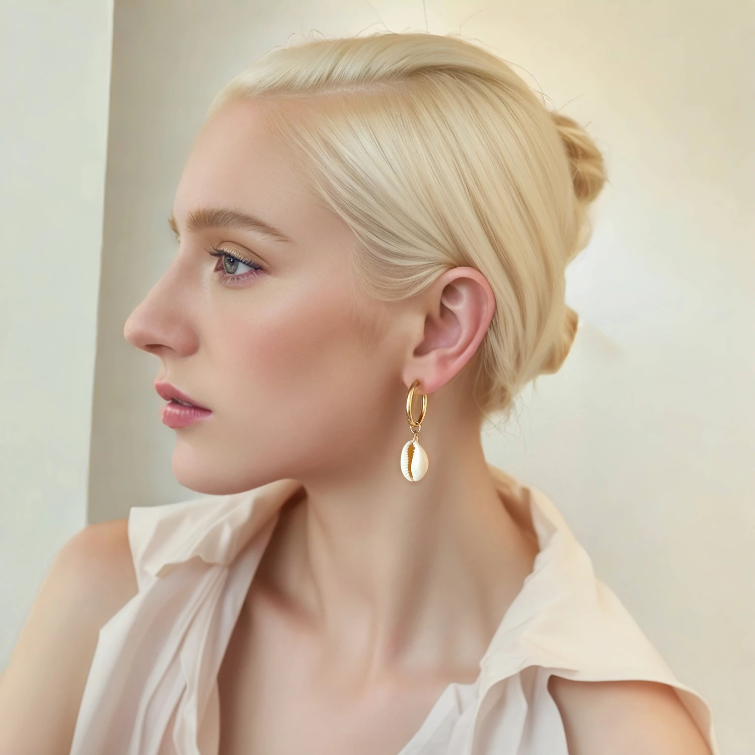 Серьги-кольца женские из нержавеющей стали в виде ракушек