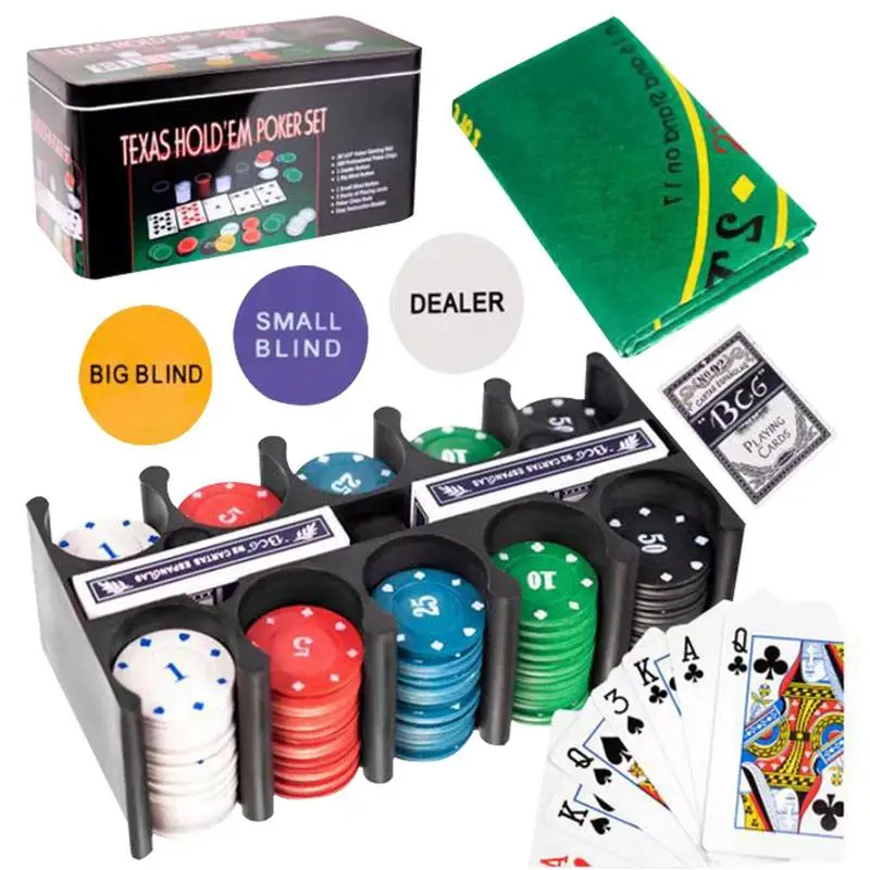 

200 Pcs Portable Texas Poker Chips Set Baccarat Casino Professional Entertainment Equipment Holdem Game Coins With Box Card Game