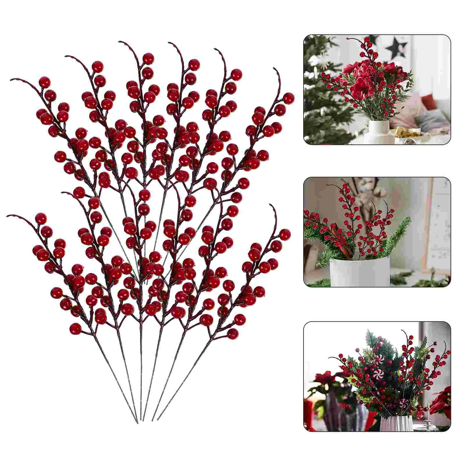 

12pcs Berry Simulation Red Berry Stems Artificial Red Berry Berry Branches Christmas Decoration