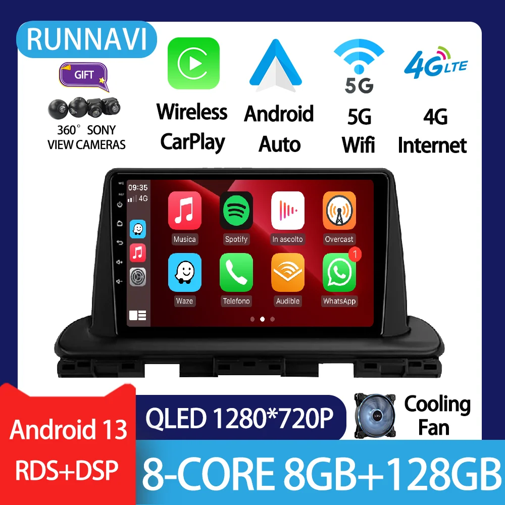 

Android 13 For Kia Cerato 2018-2020 Car Radio Stereo Multimedia Video Player Navigation GPS Wireless Carplay Touch Screen DSP