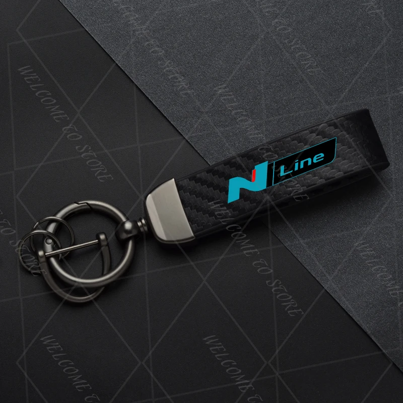 

2025 для N Line LOGO Fastback Elantra Tucson Veloster I30 Ioniq Tuscani для женщин и мужчин брелок из углеродистой кожи автомобильный брелок для ключей