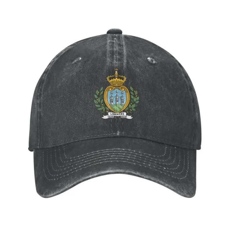 

Personalized Cotton Coat Of Arms Of San Marino Baseball Cap Sun Protection Men Women's Adjustable Dad Hat Summer