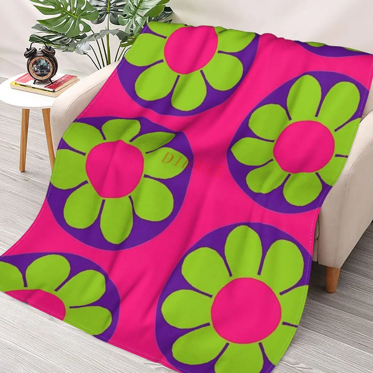 

Фиолетовый Мощный цветок 3D печать фланелевое одеяло