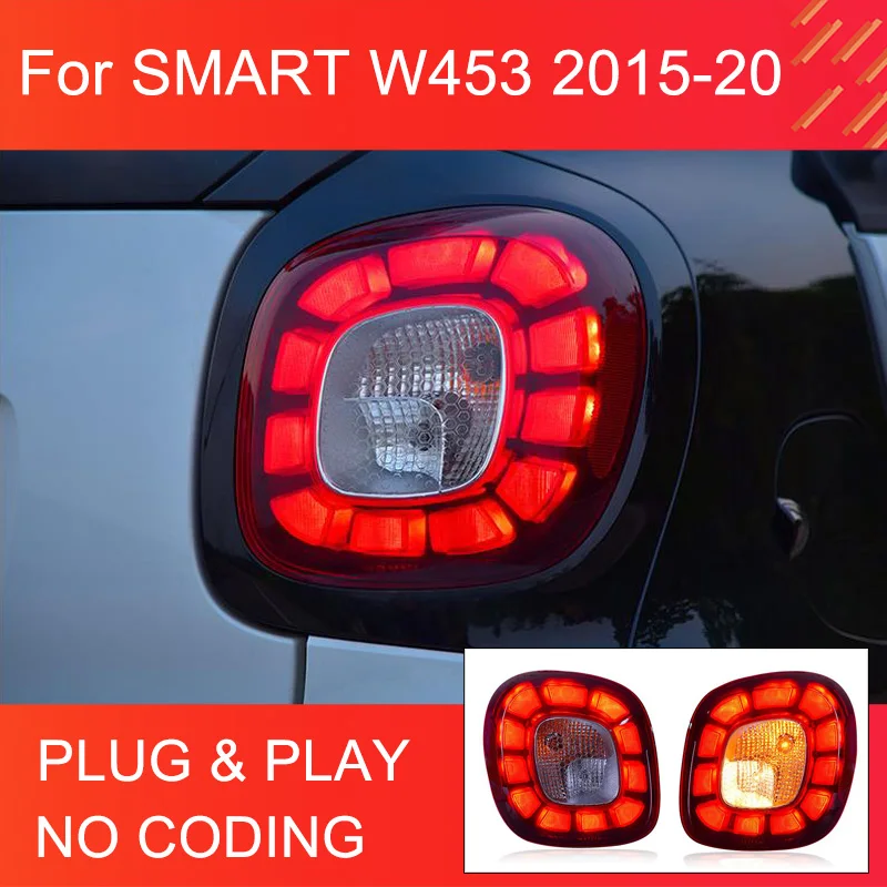 

1 пара автомобильных задних фонарей в сборе для Benz W453 Smart 2015-2020, задние фонари Plug and Play, задний бампер для двух задних фонарей для четырех задних фонарей