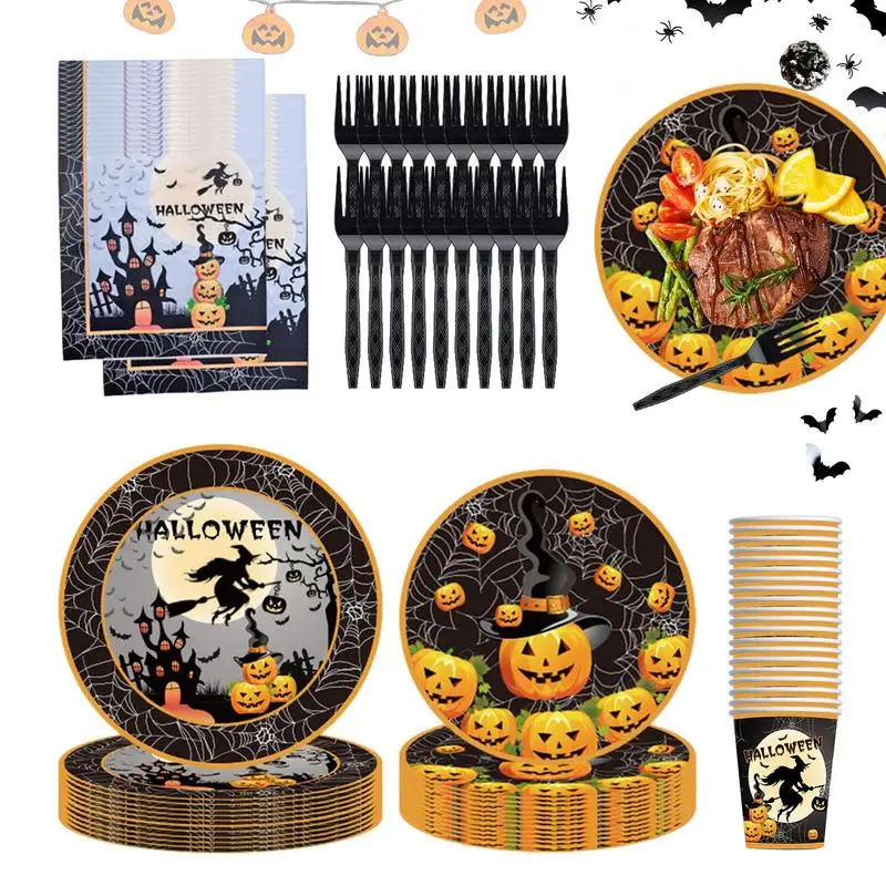 

Halloween Paper Plate Set Halloween Dessert Paper Plates Halloween Dessert Paper Tableware Sets For Barbecues Party Camping