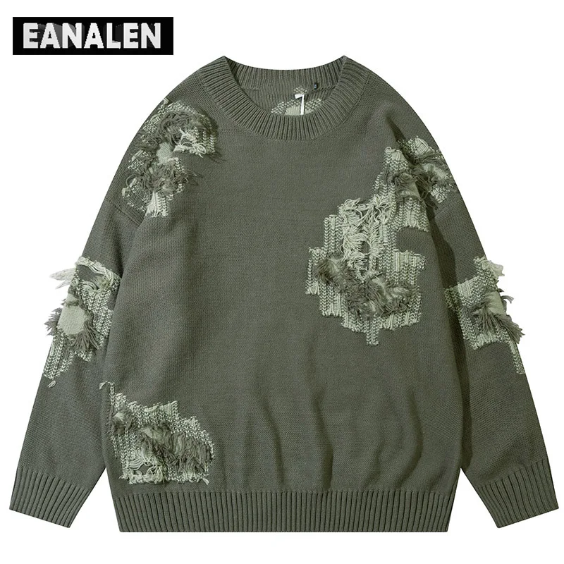 

Harajuku Retro Black Blue Jumper Knit Sweater Men's Winter Gothic Solid Color Casual Oversized Sweater Thick Grandpa Ugly Grunge
