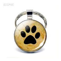 cute paw prints key rings love pendant keychain dog lovers sliver plated key chain christmas gift for children for friend women