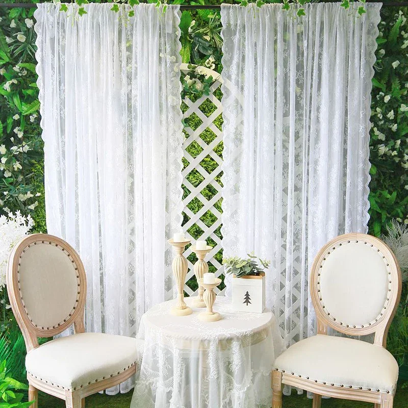 Белая роза кружево для кафе прозрачные шторы оконные карманы стержней