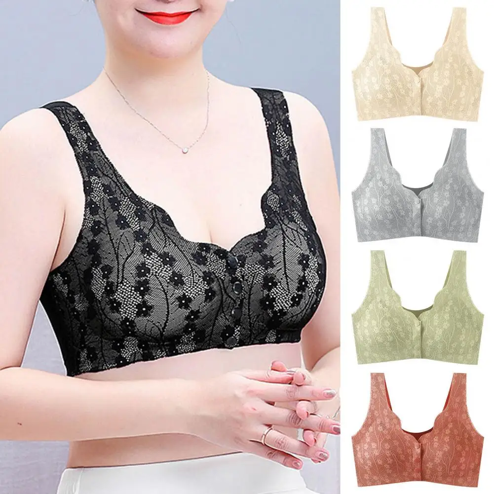 

Seamless Breathable Large Size 2XL Lace Push Up Bras for Women Sexy Wire Free Top Lingerie V-neck Bralette Low Back Underwear